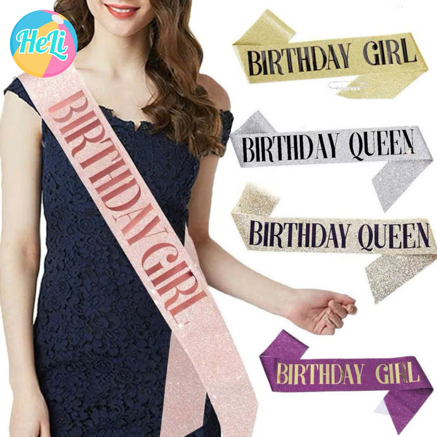 SASH SINH NHẬT HOA HẬU, BĂNG RÔN CHỮ BIRTHDAY