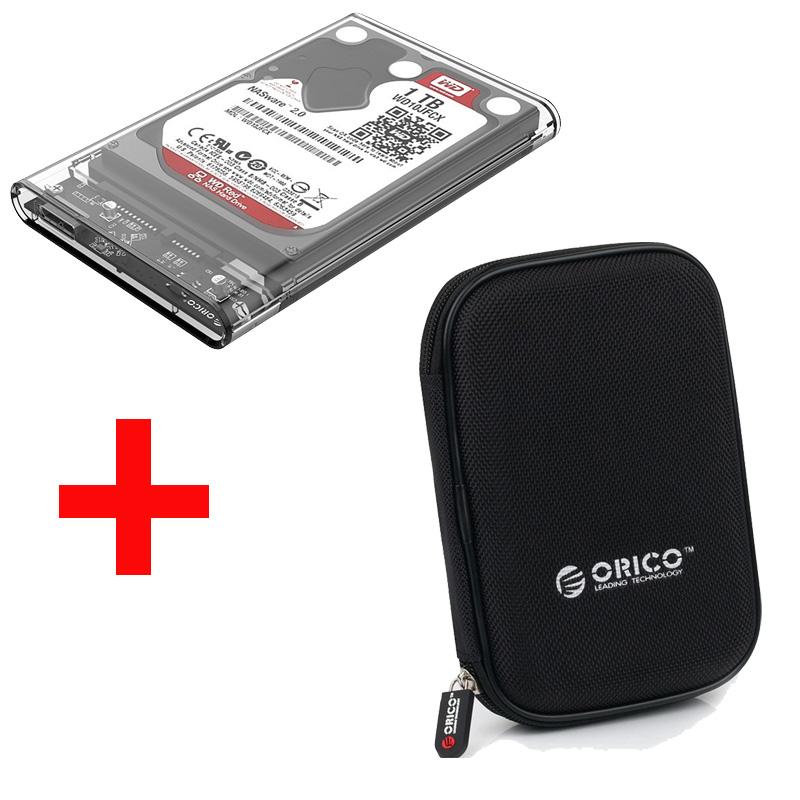 Combo hộp đựng ổ cứng 2.5 orico 2139u3 + túi chống sốc 2.5 tặng kèm cáp