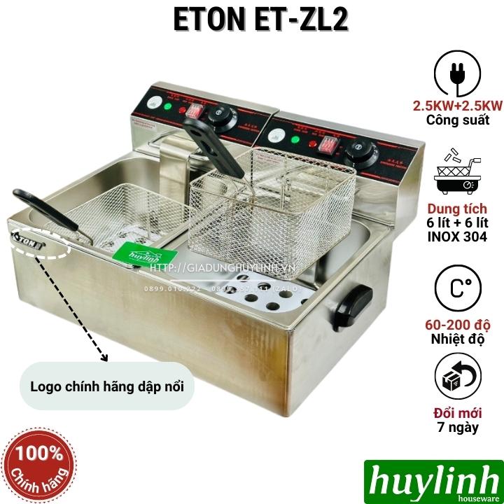 Bếp chiên nhúng đôi ngập dầu eton et-zl2 - 6 lít + 6 lít - hàng chính hãng