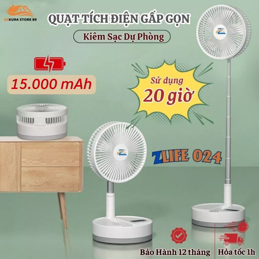 Quạt Tích Điện Pin Trâu Cỡ Lớn, Quạt Gió Điện Mini Gấp Gọn Thông Minh, Sạc Pin, Kéo Dài 1 mét, Thiết Kế Đẹp, Bảo Hành 1 đổi 1 GIÁ CỰC SỐC