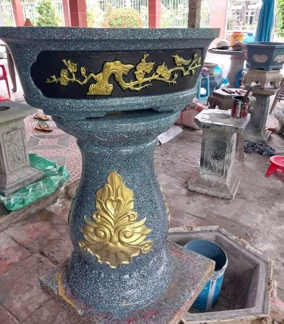 Khuôn đúc chậu cảnh Oval 45 + Chân đôn Tròn cao 45 mặt 28, Chất liệu nhựa ABS cao cấp, Dùng làm chậu hoa xi măng