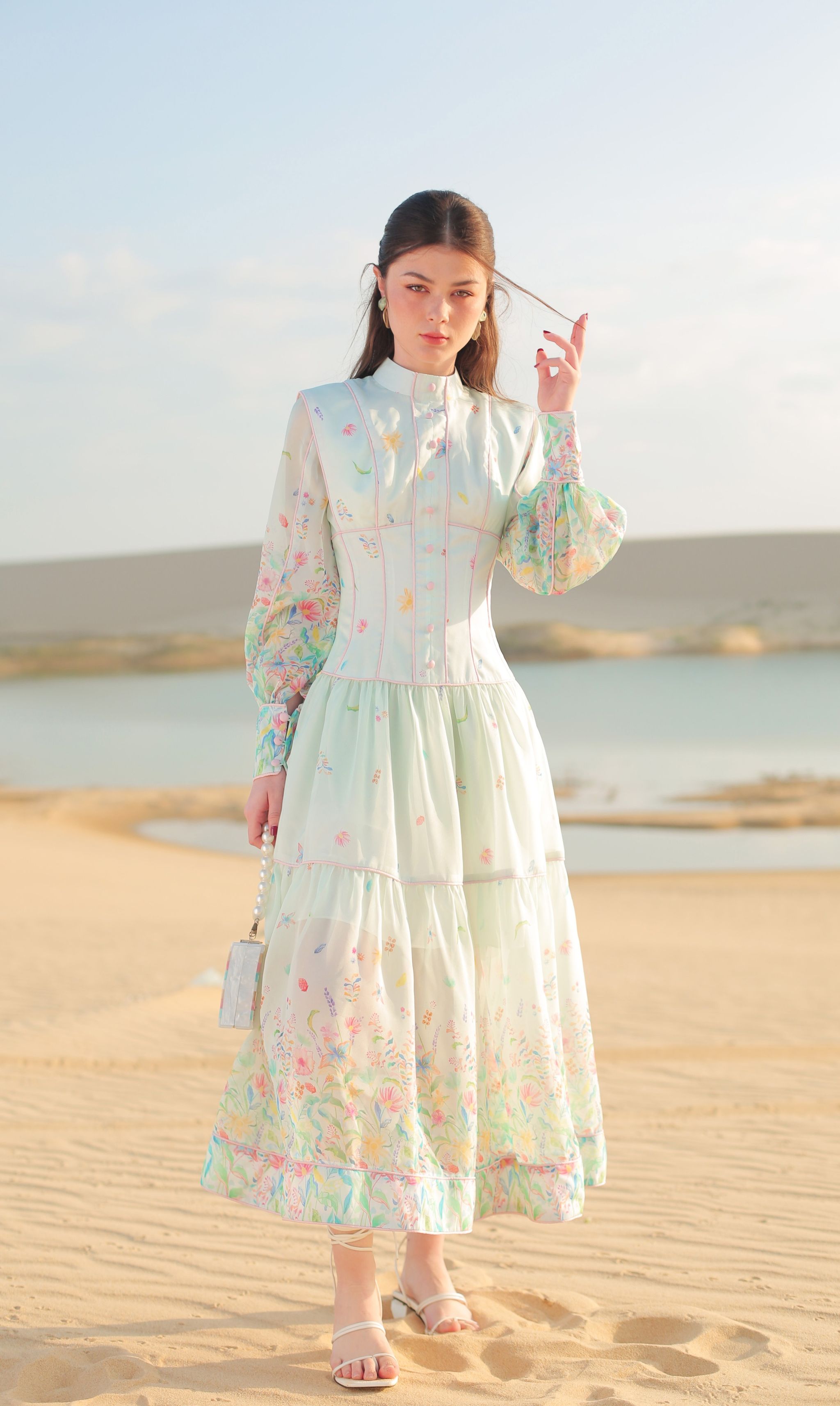 Sò vintage - sea ya đầm hoa tay dài