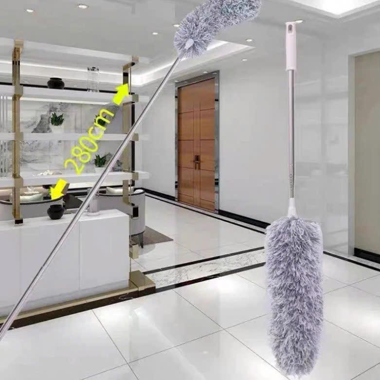 [QUÀ TẶNG KHÔNG BÁN] Chổi Quét Trần Nhà Chổi Lông Gà Có Điều Chỉnh Độ Dài Tới 2,8m Cây Phất Trần Quét Mạng Nhện, Lau Bụi Bẩn - MUA THANG GHẾ TẶNG CHỔI