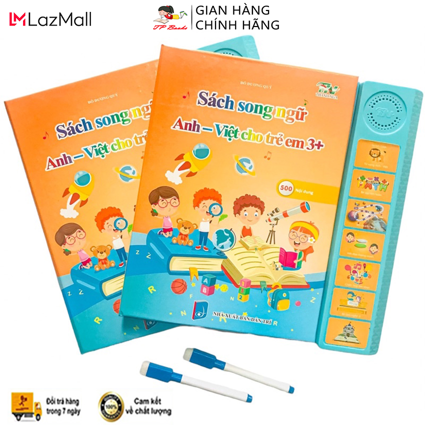 Sách Nói Song Ngữ Anh Việt - Phiên Bản Đặc Biệt 3+ Cho Bé - Hơn 500 Nội Dung Toán Học, Kể Truyện, Đàn Piano Cho Trẻ Em ( Loại Mới Nhất )