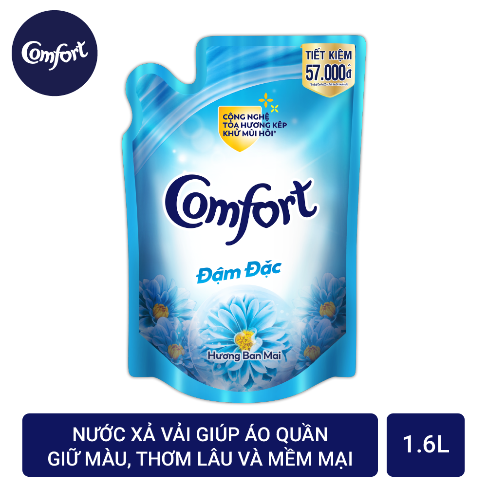 Nước xả vải comfort đậm đặc Hương ban mai 1.6L