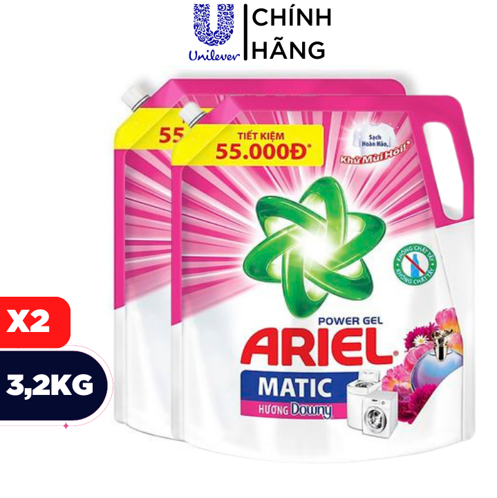 Túi nước Giặt Ariel Matic Hương Downy 3.2kg Nước giặt quần áo
