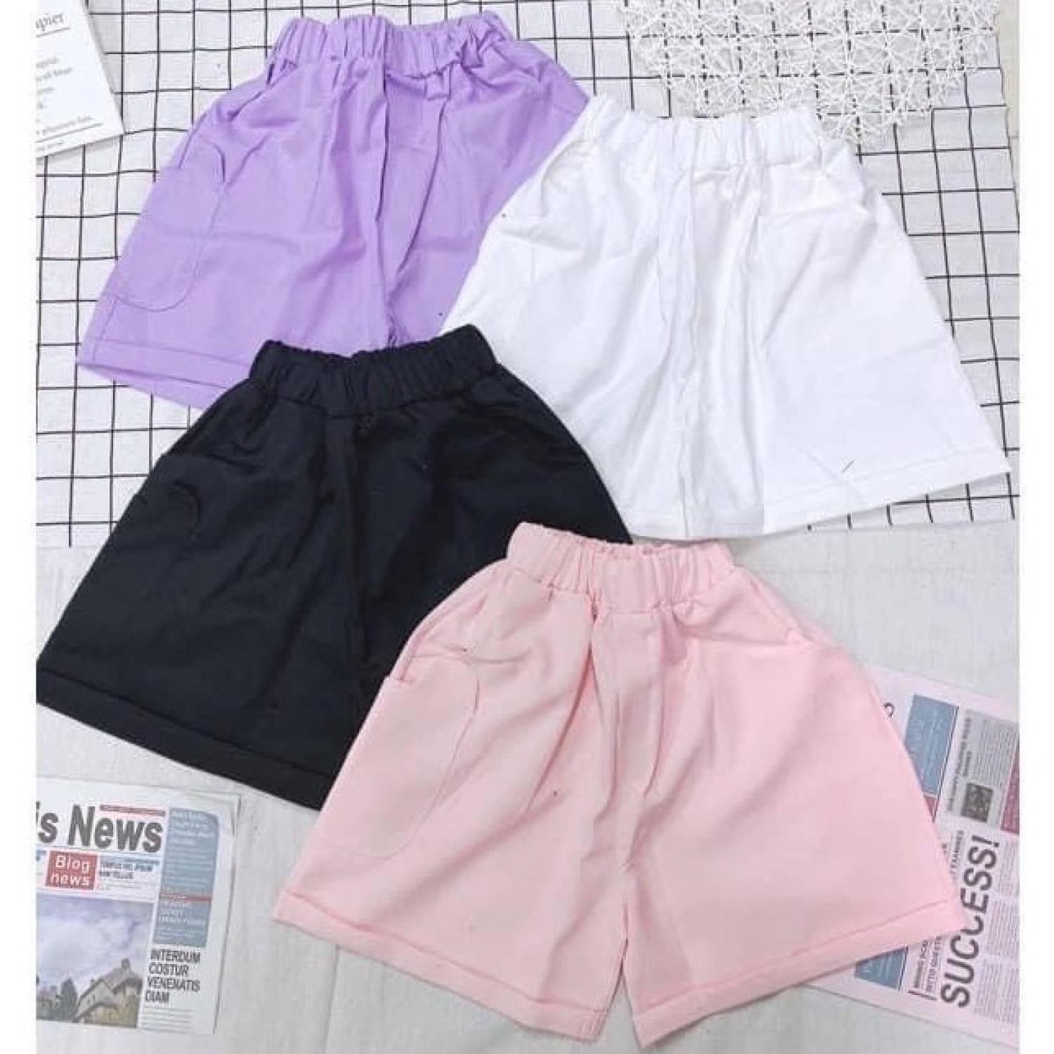Quần shorts kaki túi hình tai gấᴜ chất kaki ống rộng ngố nữ q030