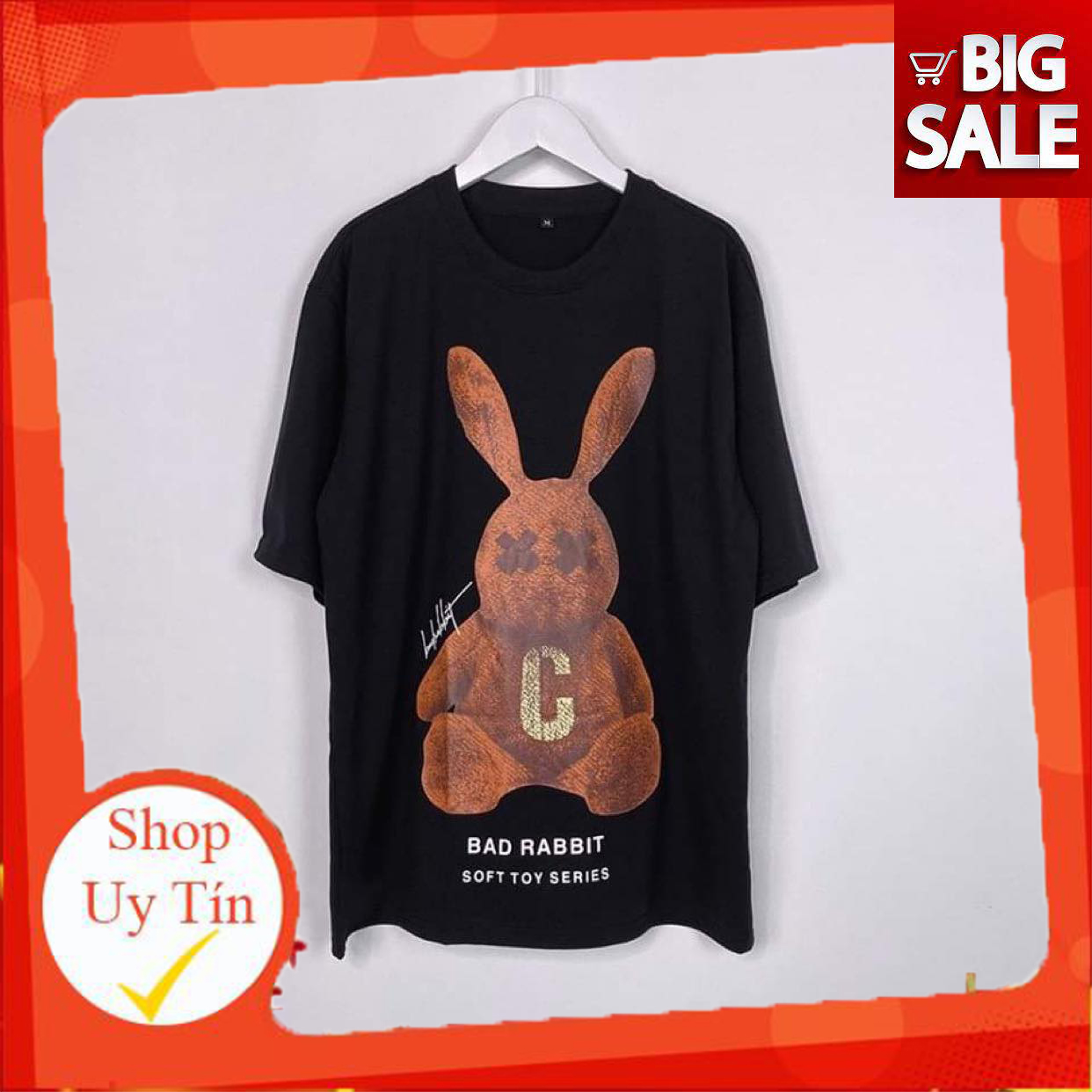 Áo phông Unisex form rộng họa tiết Thỏ Con dễ thương - UNI0044