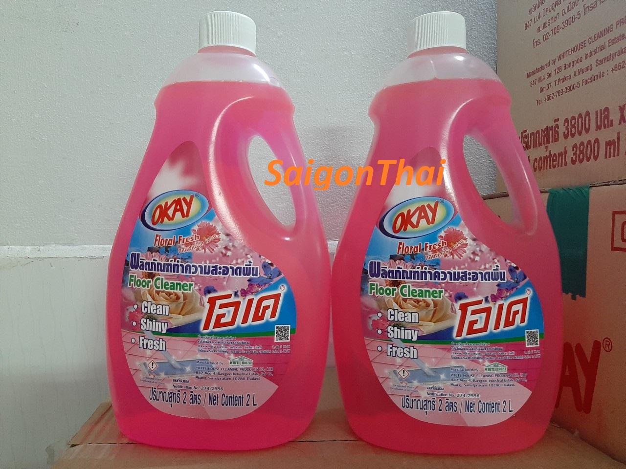 Nước lau sàn OKAY Thái Lan 2000ml (2 lít) - Hồng hương HOA