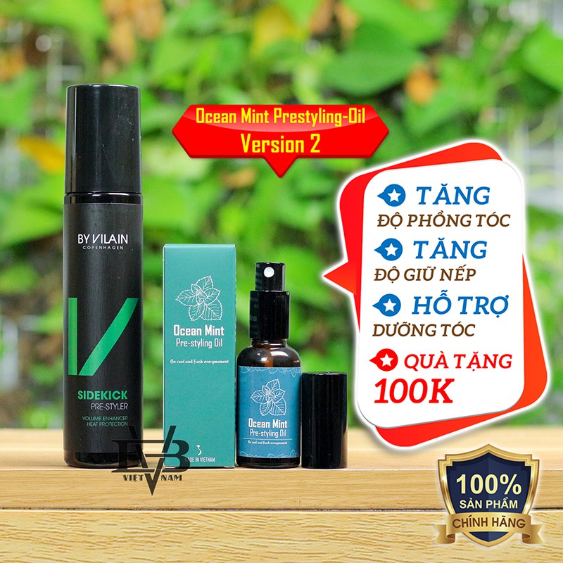 Xịt tạo phồng By Vilain SideKick 155ml chính hãng Đan Mạch + Tặng Pre Styling Oil Ocean Mint 30ml V2