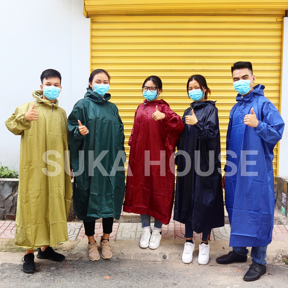 Áo mưa bít vải dù kín người siêu bền 1 người áo mưa không xẻ tà am01