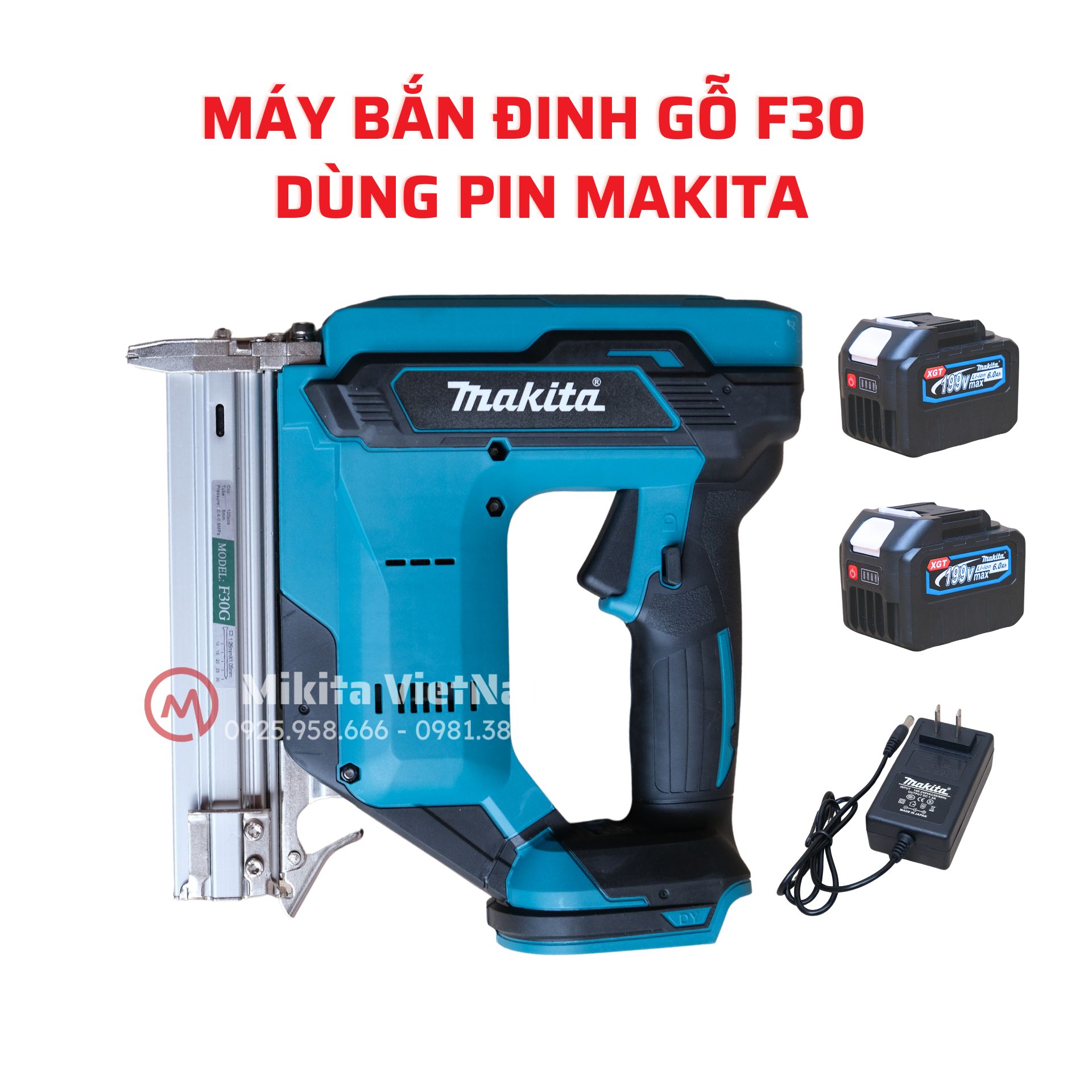 Súng bắn đinh Makita F30 dùng pin phổ thông Makita 18-21V động cơ không chổi than