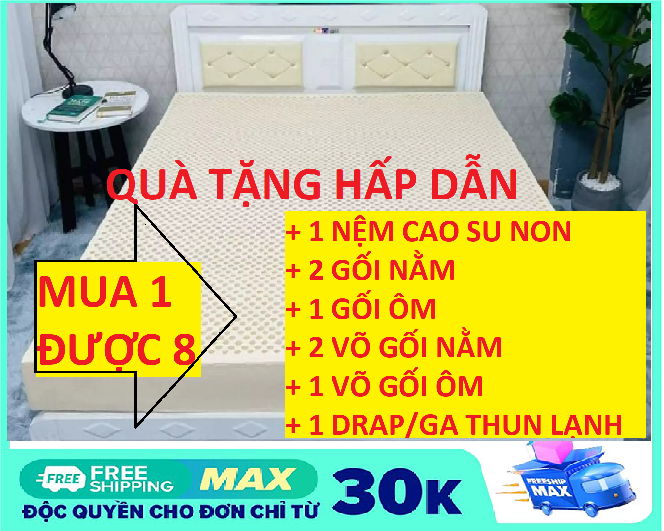 TẶNG 7 MÓN  KÍCH THƯỚC _ DÀY 10CM ] NỆM CAO SU NON AMERICAN LOẠI 1 CAO CẤP -GIÁ RẺ PHÁ KỶ LỤC