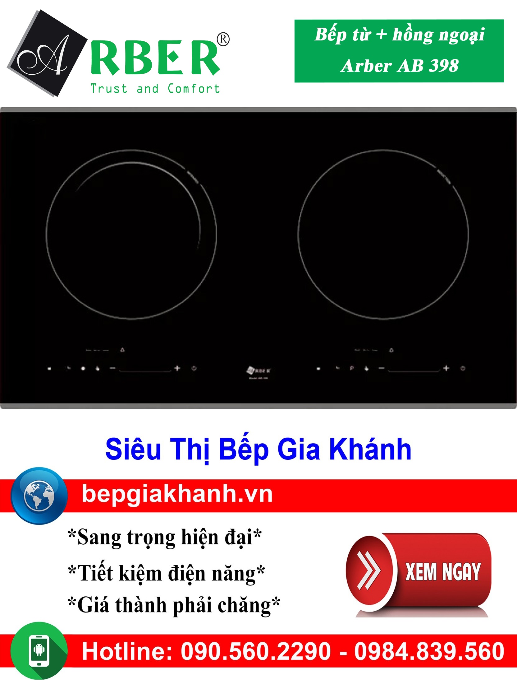 [HCM]Bếp từ kết hợp hồng ngoại Arber AB 398, bếp điện từ, bếp điện từ đôi âm, bếp điện từ đôi, bếp điện từ đôi đức, bếp điện từ đôi nhật, bếp điện từ giá rẻ