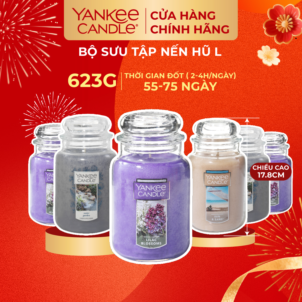  Nến thơm hũ Yankee Candle size L  623gram  - BST 3 mùi hương đặc biệt 