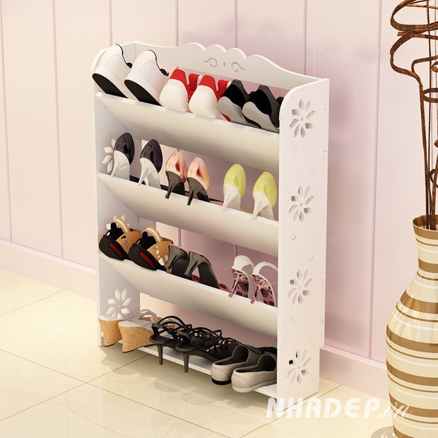 Kệ để giày, dép 4 tầng MS K96 - Kệ trang trí, kệ giày dép, kệ bếp, kệ gia vị, kệ để bàn, kệ sách 2 tầng, kệ gỗ, kệ ván ép, kệ trắng, kệ phòng ngủ, kệ để đồ, kệ trắng dễ thương