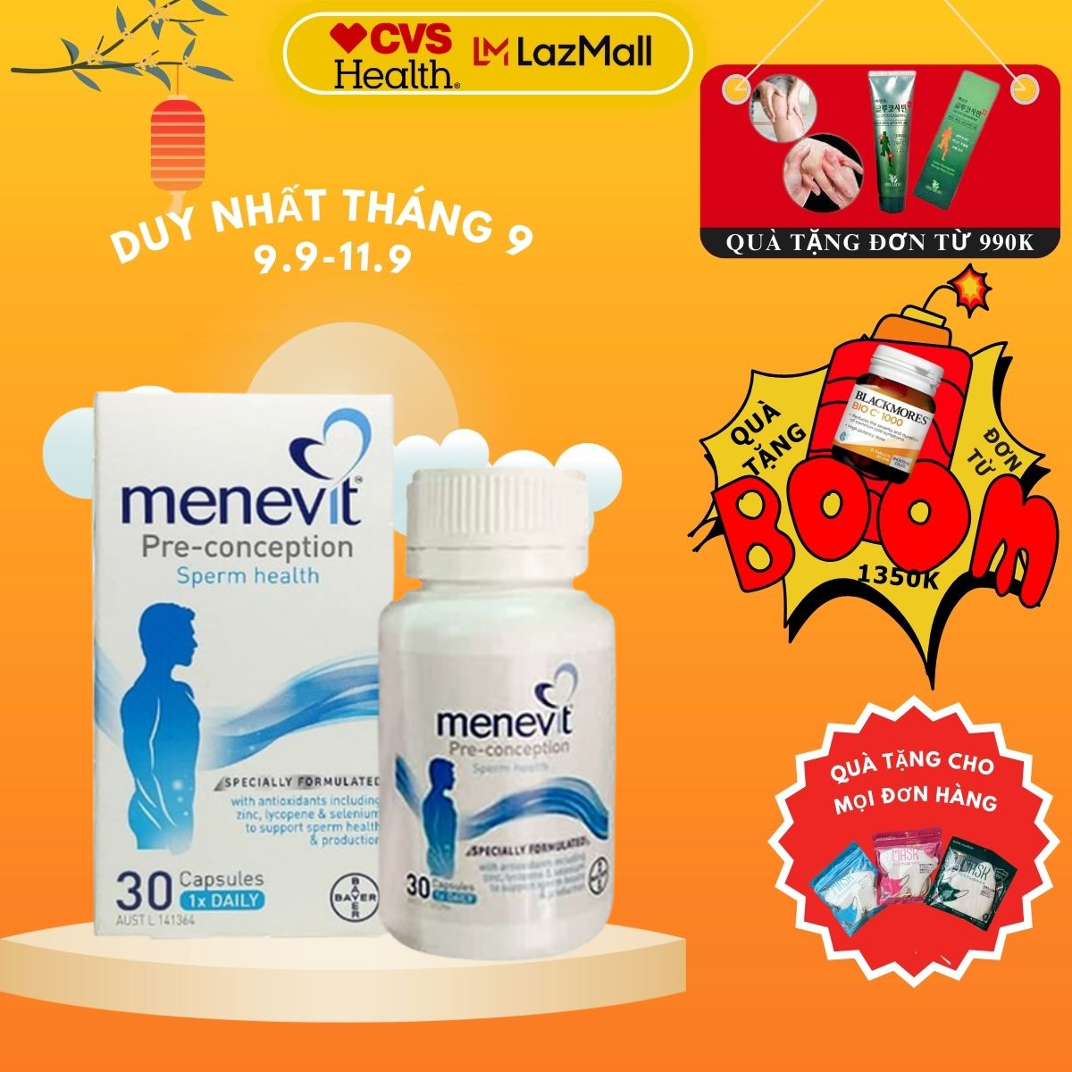 Viên uống Menevit pre-conception, Úc nâng cao chất lượng tinh trùng, giảm vô sinh cho nam giới