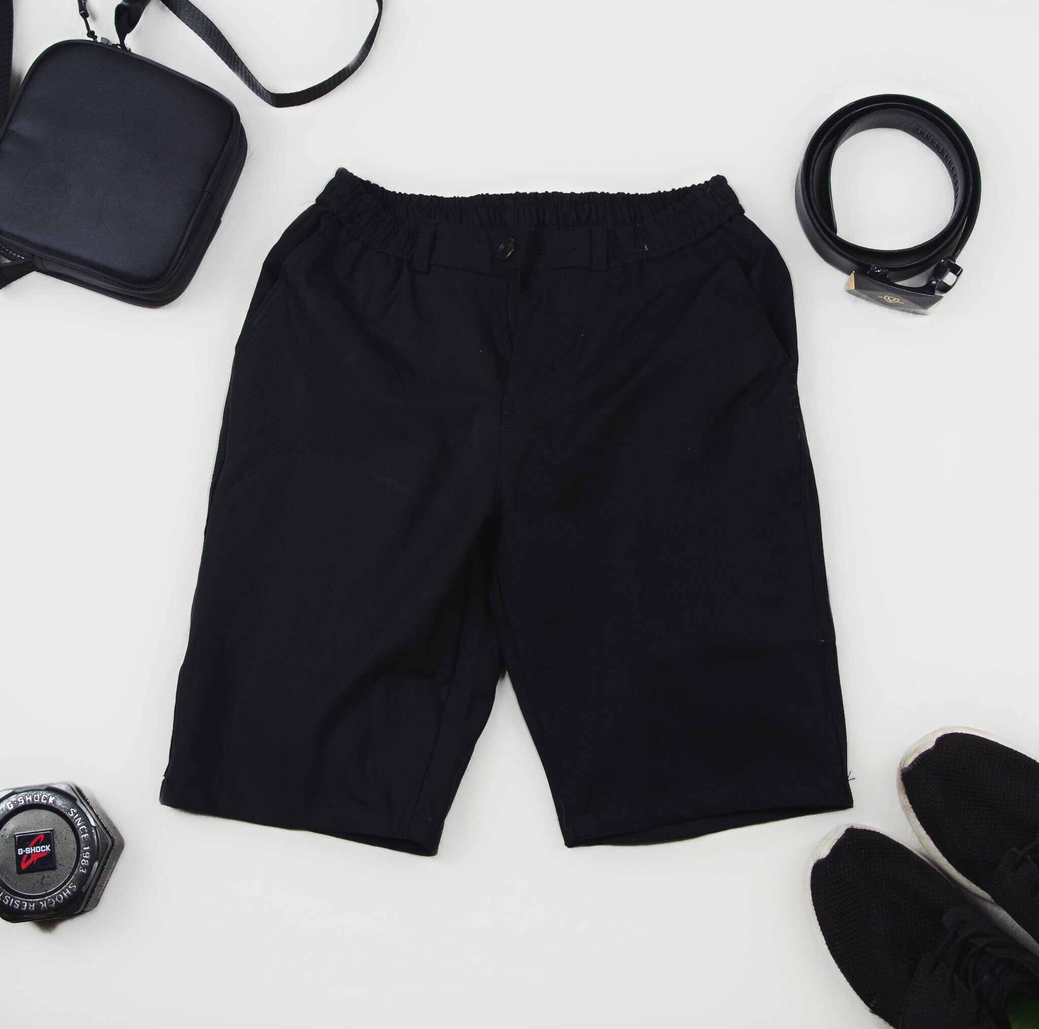 Quần short kaki lưng thun có dây kéo
