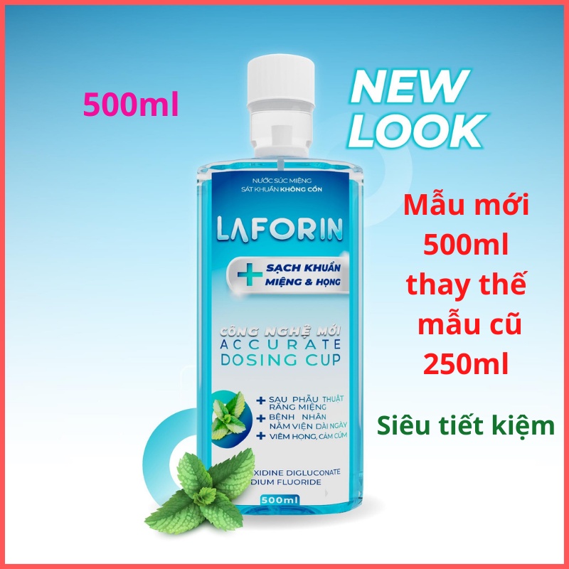 Nước Súc Miệng Sát Khuẩn Laforin 500ml Người Lớn - Sạch khuẩn, Trắng răng, Thơm miệng - Haxu Shop