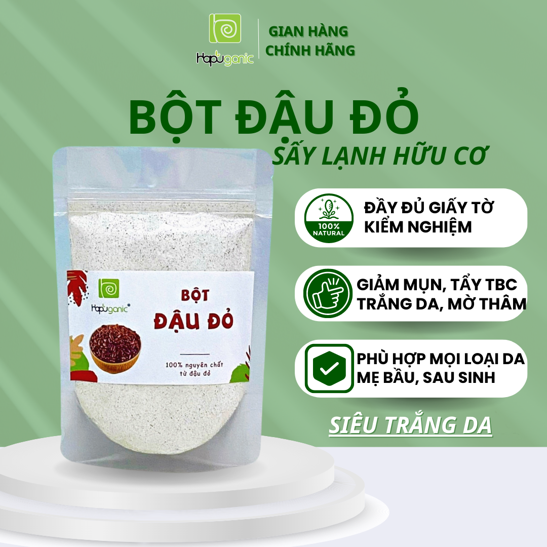 Bột đậu đỏ nguyên chất hapu organic bột thiên nhiên đắp mặt dưỡng da sáng hồng đều màu da ngừa mụn tẩy tế bào nhẹ nhàng
