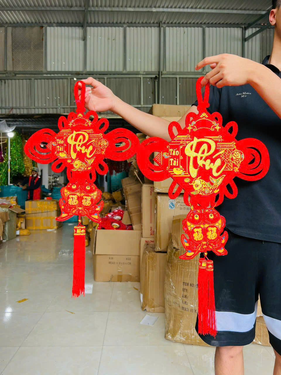 Khánh Vuông Chữ Phúc Đỏ May Mắn Phụ Kiện Trang Trí Tết 2025