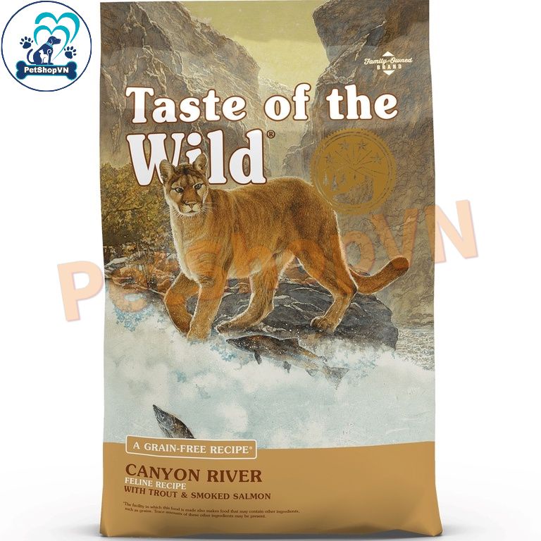 Túi 2kg thức ăn cho mèo hạt taste of the wild canyon river vị cá hồi vân & cá hồi xông khói