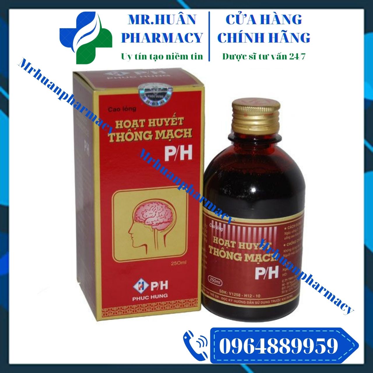 Hoạt huyết thông mạch PH Phúc Hưng 250ml - Dùng cho người thiếu máu, đau đầu, hoa mắt, chóng mặt