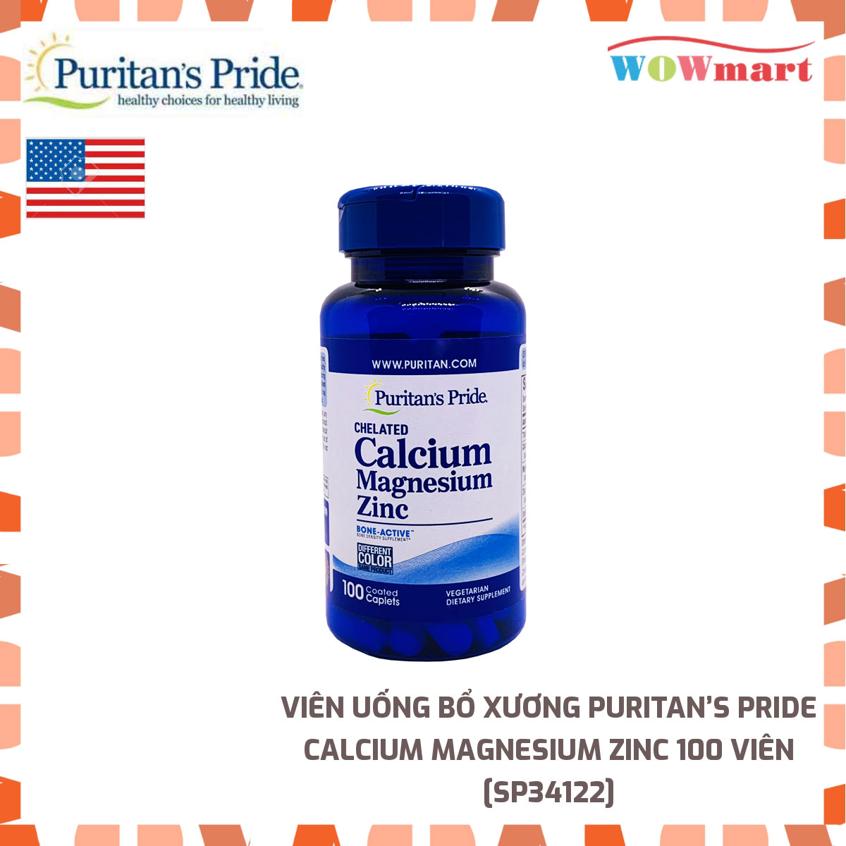 HCMViên uống bổ xương Puritan s Pride Calcium Magnesium Zinc 100 viên