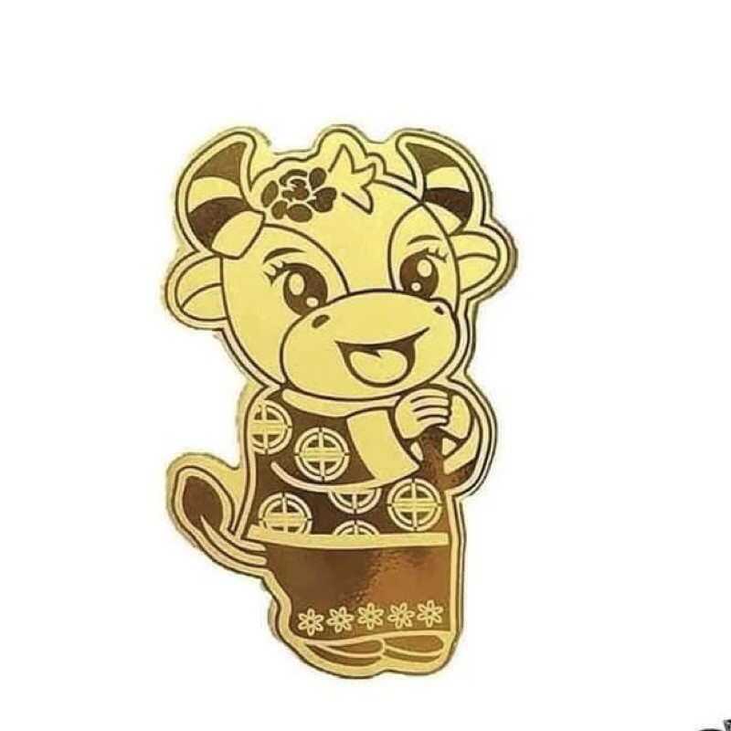 Trâu vàng dán điện thoại mang tài lộc-Miếng dán điện thoại mạ vàng Trâu vàng Chiêu Tài lộc-Miếng dán mạ vàng trâu thần tài-Miếng dán trâu vàng dùng cho điện thoại và ví tiền-Miếng dán ốp điện thoại trâu mạ vàng tài lộc