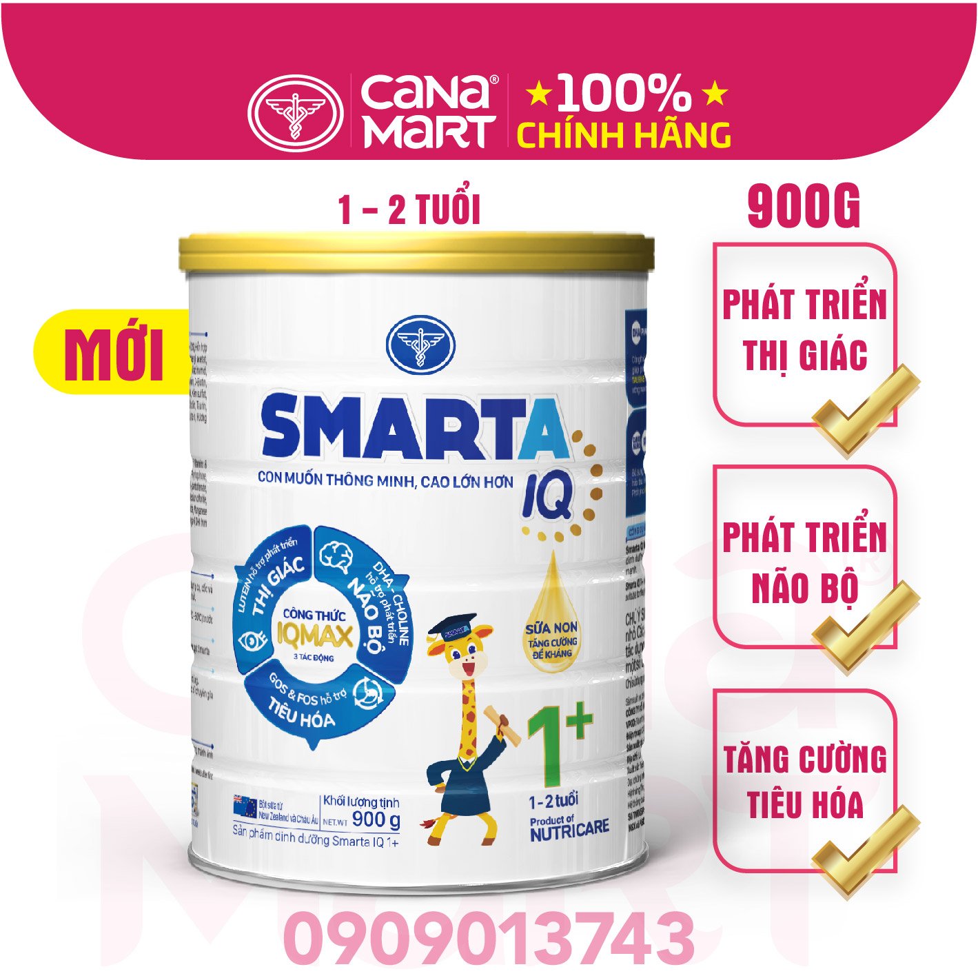 Sữa bột Nutricare Smarta IQ 1+ giúp trẻ phát triển trí não
