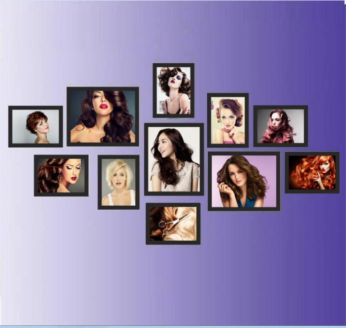 Bộ 11 Khung Ảnh Tóc Nam & Nữ - Mặt Kính 2mm - Tặng kèm sơ đồ định vị