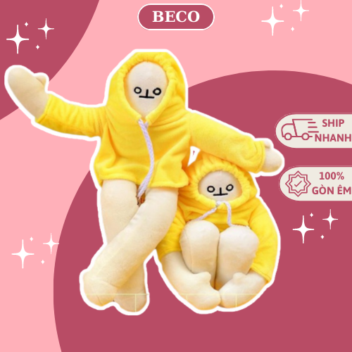 Gấu bông người chuối trầm cảm banaman dễ thương êm mịn BECO