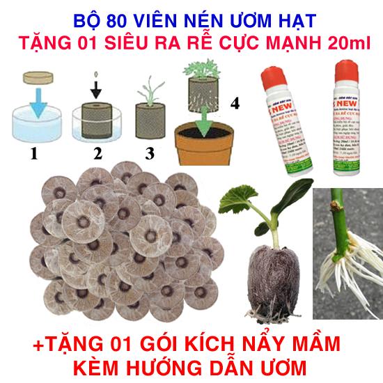 Gói 100 Viên nén ươm hạt (tặng 1 Siêu ra rễ cực mạnh 20ml + tặng gói kích nẩy mầm và hướng dẫn)