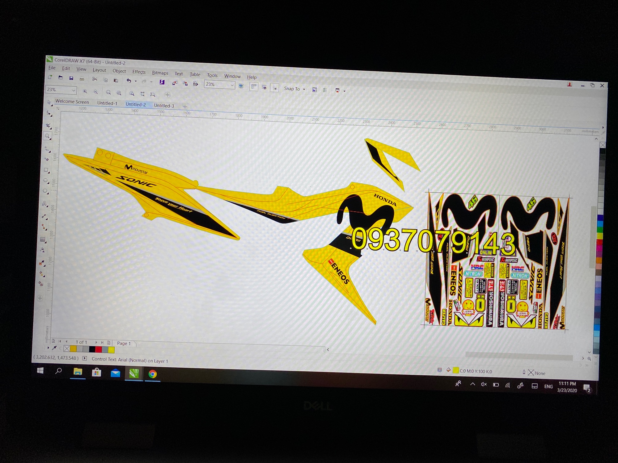 [ QUÍ KHÁCH VUI LÒNG MANG TEM RA TIỆM CHO THỢ DÁN] TEM RỜI Sonic Movistar dán xe vàng