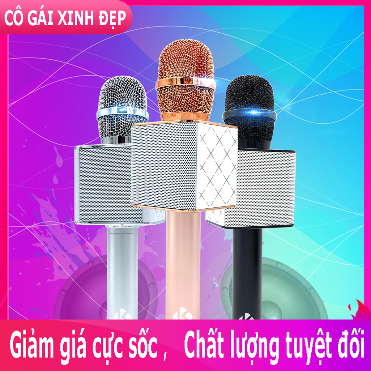 Mic Hát Karaoke Chuyên nghiệp Q7 Mic Hát Cầm Tay Bluetooth Nhỏ Gọn ,Tiện Lợi Thích Hợp mọi cuộc chơi Khuyến mãi cực sốc (BẢO HÀNH 1 ĐỔI 1)