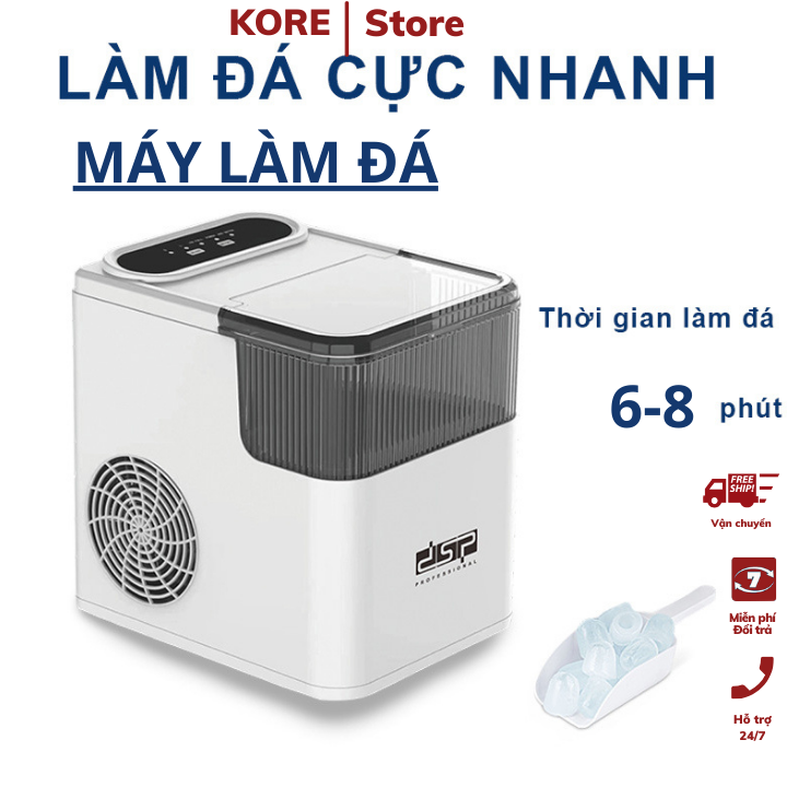 Máy làm đá viên mini 6 phút/ lần ice maker, má làm đá đa năng tại nhà công suất cao 12kg/ngày, máy làm đá siêu tốc dsp