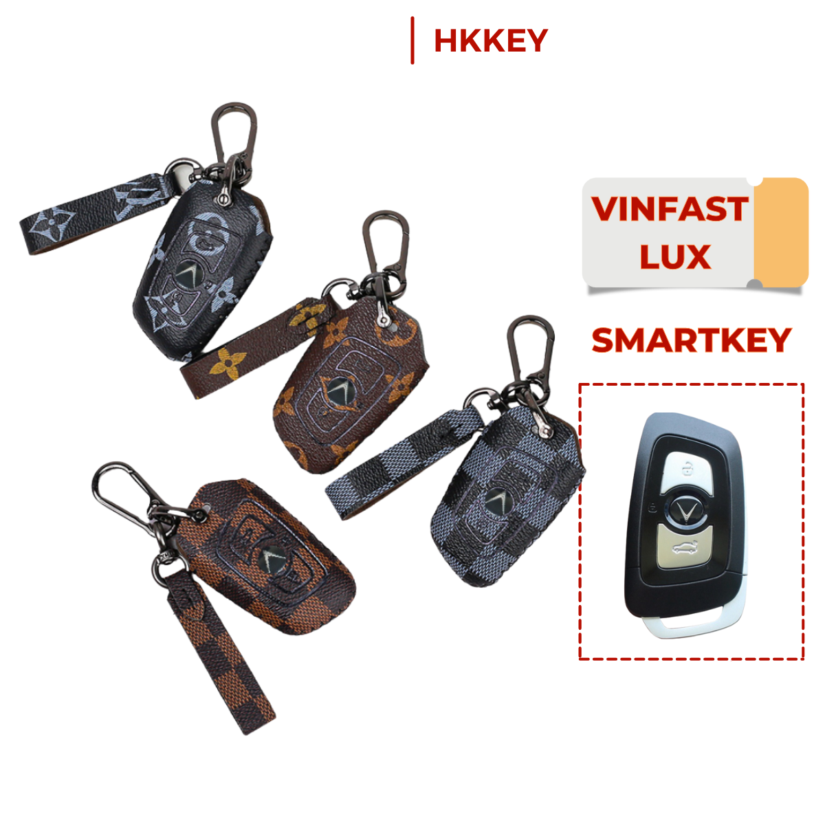 Bao da bảo vệ chìa khoá xe Vinfast Lux A LuxSA LV handmade móc đen