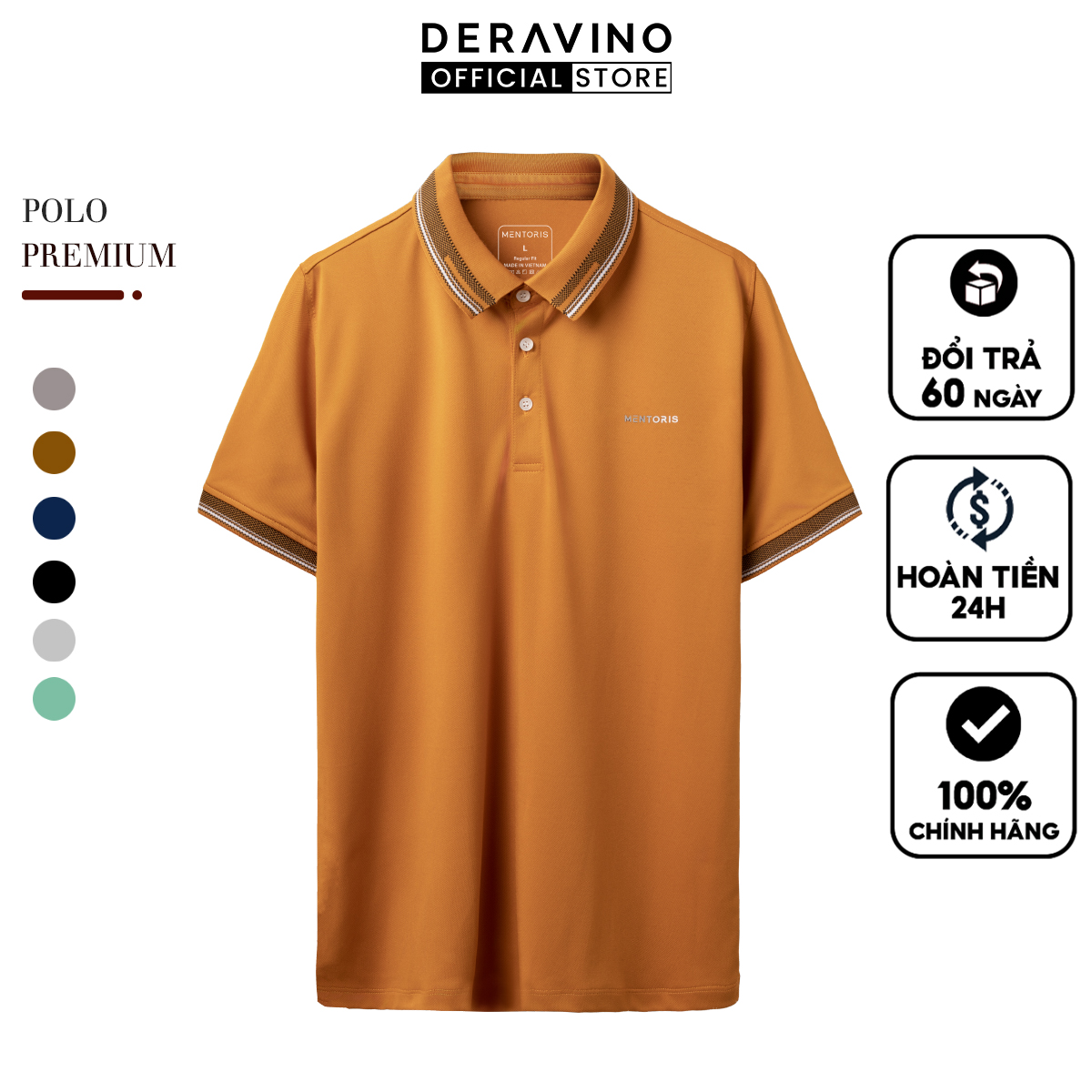 Áo Polo Nam Deravino, Thiết kế phối kẻ sang trọng dễ phối đồ, Áo thun cổ bẻ chất CVC cao cấp, Co giãn và thông thoáng