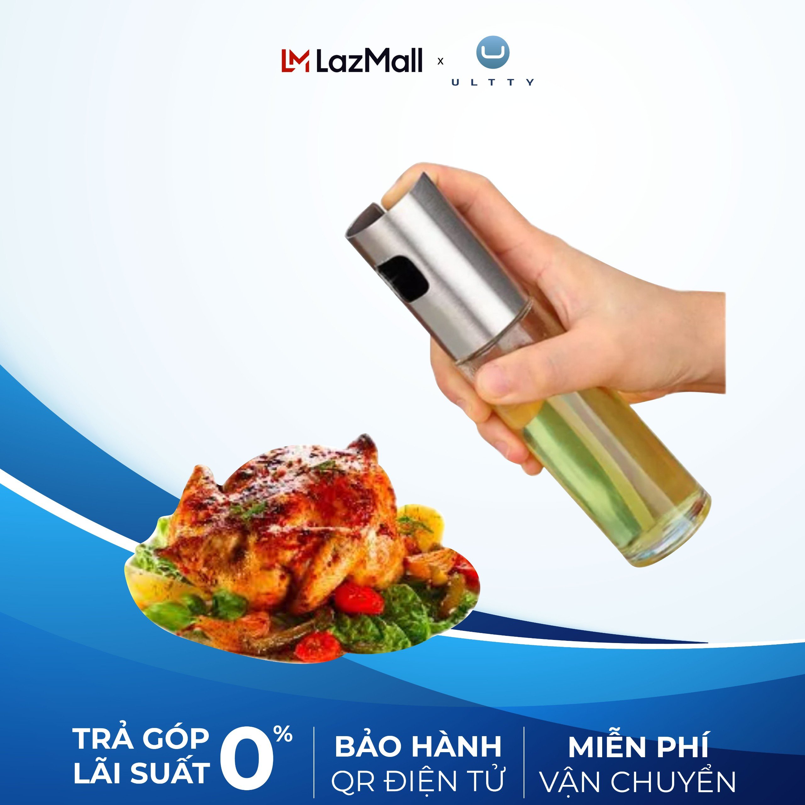 Bình xịt dầu ăn gia vị thủy tinh nắp inox, xịt phun sương 100ml