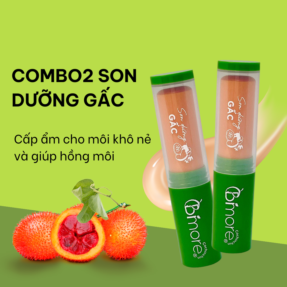 Combo 2 thỏi son Gấc dưỡng môi mềm mịn, chống khô nứt nẻ môi, giảm thâm môi