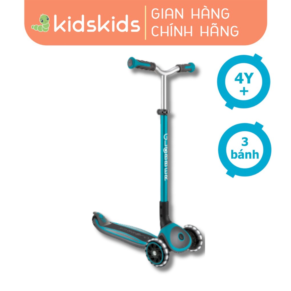 Xe Trượt Scooter 3 Bánh GLOBBER MASTER LIGHTS Cho Trẻ Em Từ 4 Đến 14 Tuổi - Xanh Cổ Vịt