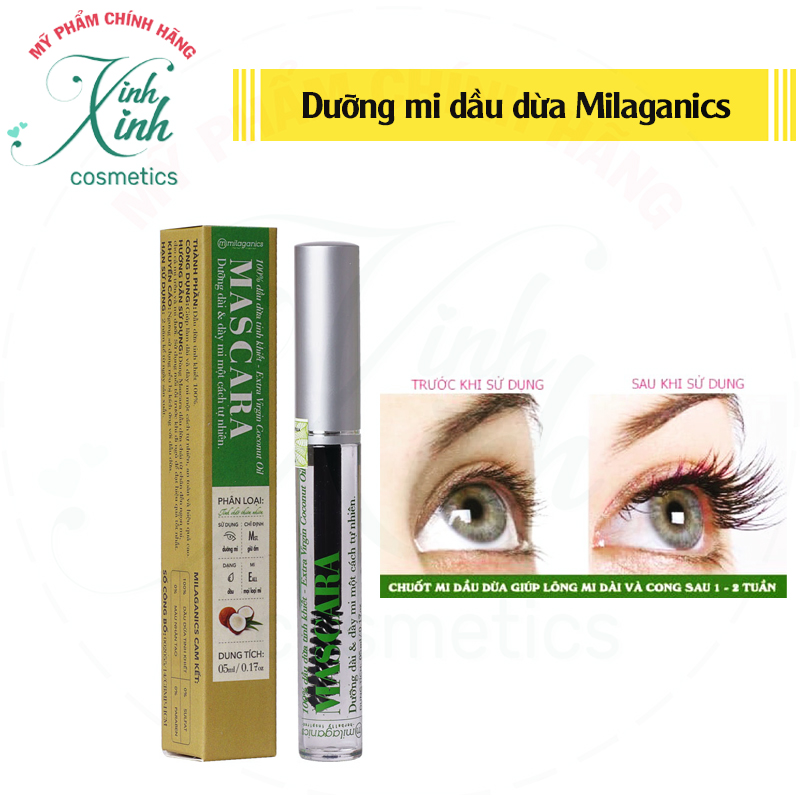 Serum dưỡng dài mi và cong mi Milaganics Argan- tinh chất Dưỡng Mi Dầu Dừa Nguyên Chất Kích Thích Mi Mọc Dày & Dài Hơn