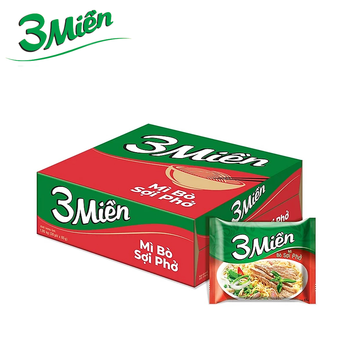 THÙNG 30 GÓI MÌ BÒ SỢI PHỞ 3 MIỀN