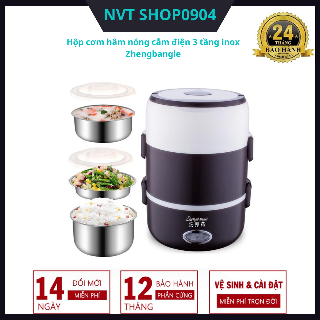 Hộp cơm hâm nóng cắm điện 3 tầng inox Zhengbangle - Cạp lồng đựng cơm cắm điện inox 3 tầng, hộp cơm văn phòng 3 tầng cắm điện, cap long dung com cam dien inox 3 tang, hop com van phong 3 tang cam dien, nồi cơm điện mini