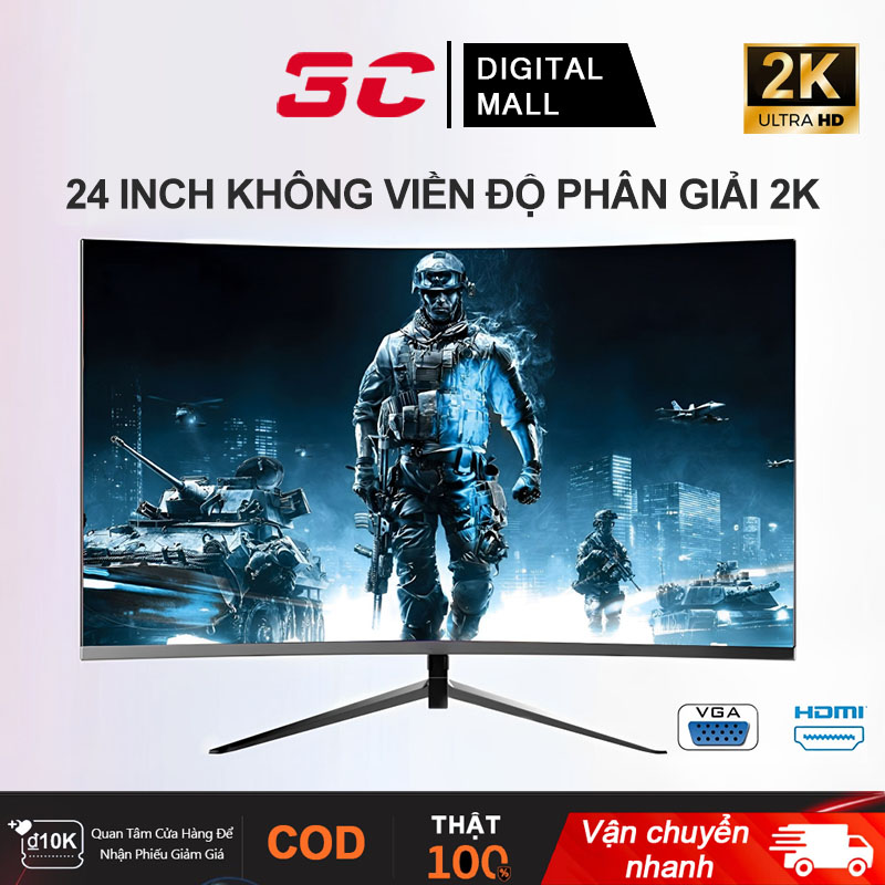 Màn hình gaming cong HD 1080P, 75HZ FHD màn hình IPS gaming ánh sáng xanh thấp không nhấp nháy màn hình hỗ trợ treo tường đáp ứng mọi nhu cầu giải trí