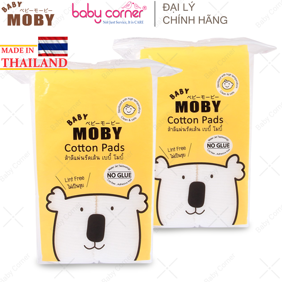 Combo 2 gói bông miếng moby baby cỡ nhỏ cho bé từ sơ sinh, gói 100 miếng