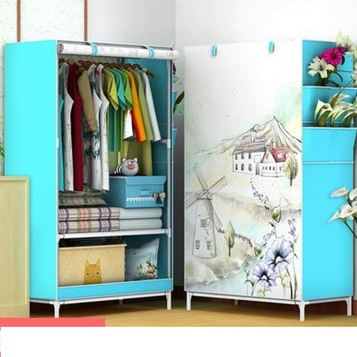 Tủ vải quần áo cao cấp kiểu dáng 3D 1 buồng 2 ngăn -Tủ vải 3D kiểu dáng sang trọng , tiện dụng dễ lắp đặt , có 2 màu tiện dụng