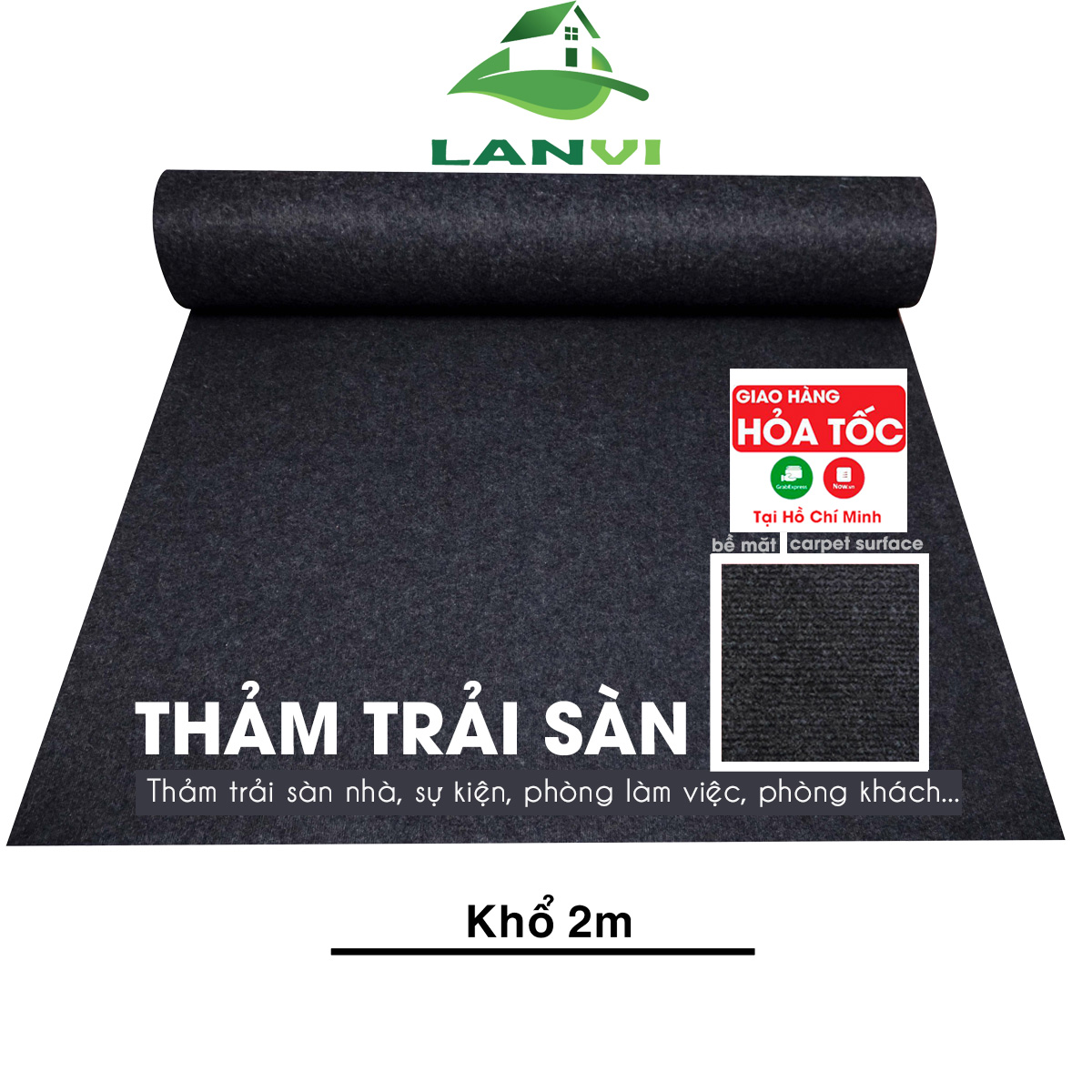 Thảm nỉ trải sàn nhà, thảm lót sàn nhà đẹp giá rẻ dày 3mm màu đen thích hợp trải văn phòng, thảm sự kiện, hội nghị, trải cửa hàng, phòng ngủ