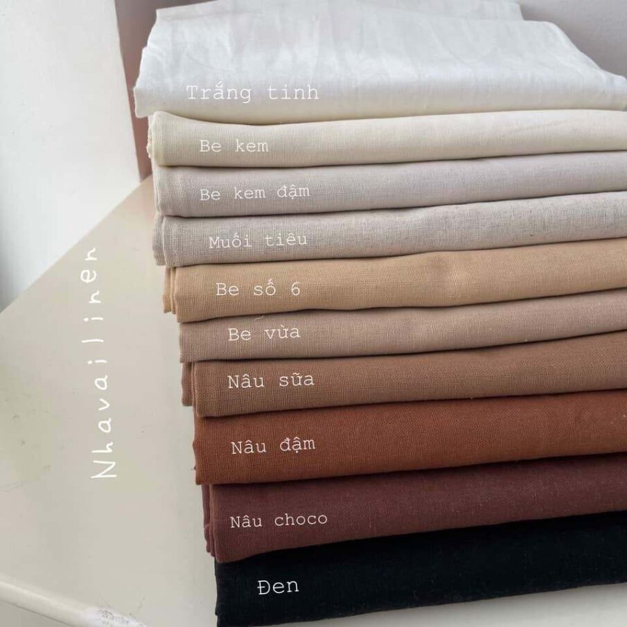 Vải linen bột trơn (Tone Be Nâu) mềm mịn thoáng mát - Nhà Vải Linen