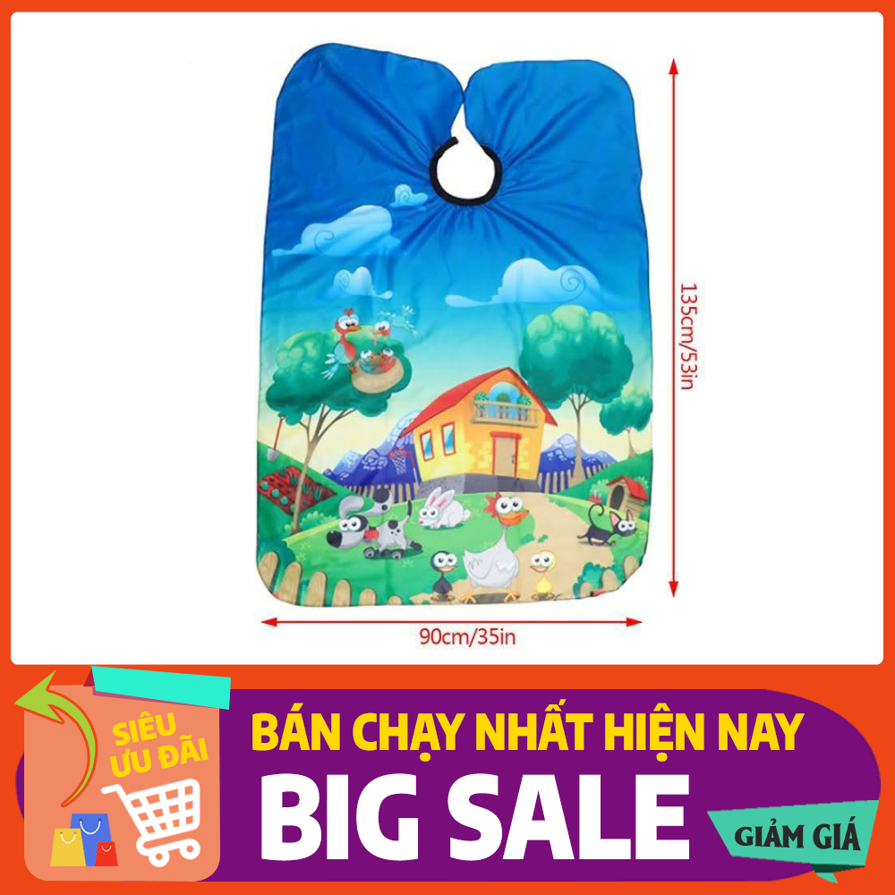 Áo choàng cắt tóc chống nước tạo kiểu tóc họa tiết cực kỳ đáng yêu cho trẻ em với họa tiết động vật